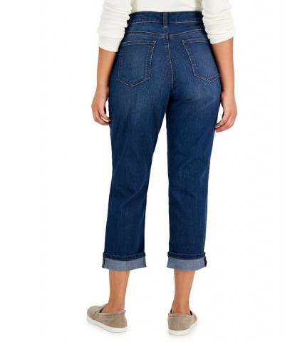 Women's Curvy Cuffed Capri Jeans Blue Lapis $17.69 Jeans