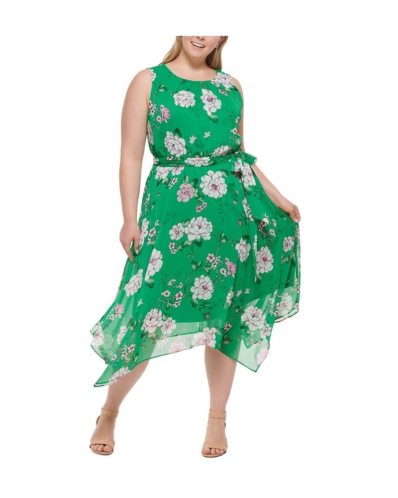 Plus Size Floral-Print Midi Dress Green $53.41 Dresses