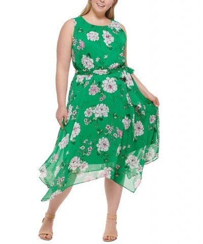 Plus Size Floral-Print Midi Dress Green $53.41 Dresses