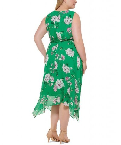 Plus Size Floral-Print Midi Dress Green $53.41 Dresses