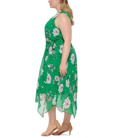 Plus Size Floral-Print Midi Dress Green $53.41 Dresses