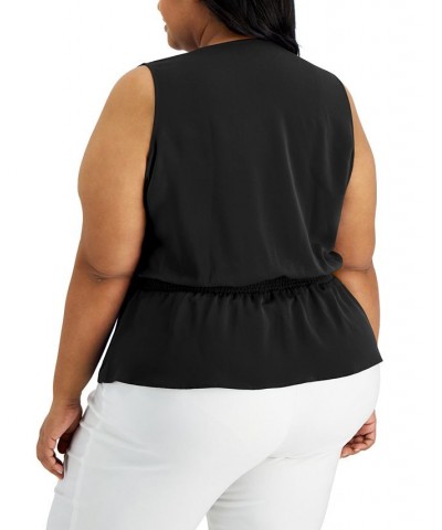 Plus Size Smocked Waist Top Deep Black $8.98 Tops