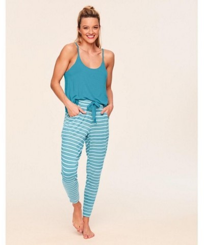 Clair Women's Pajama Tank & Jogger Pajama Set Stripe blue $25.98 Sleepwear