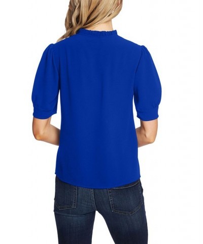 Ruffled V-Neck Tie Top Deep Royal Blue $23.53 Tops