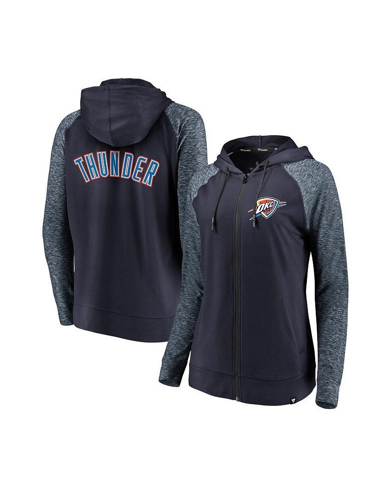 Women's Oklahoma City Thunder Made to Move Static Raglan Performance Full-Zip Hoodie Navy, Heathered Navy $33.58 Sweatshirts