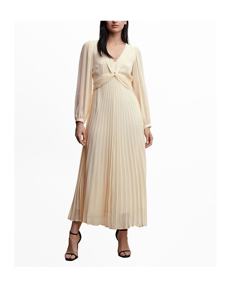 Women's Pleated Detail Dress Tan/Beige $44.20 Dresses