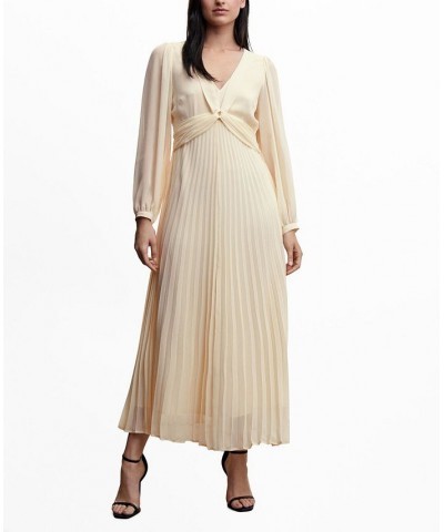 Women's Pleated Detail Dress Tan/Beige $44.20 Dresses