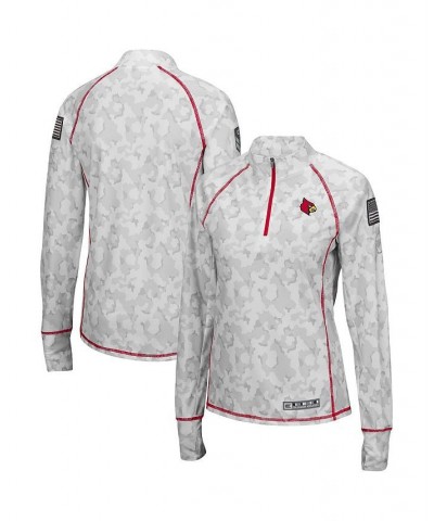 Women's White Louisville Cardinals OHT Military-Inspired Appreciation Officer Arctic Camo 1/4-Zip Jacket White $30.79 Jackets