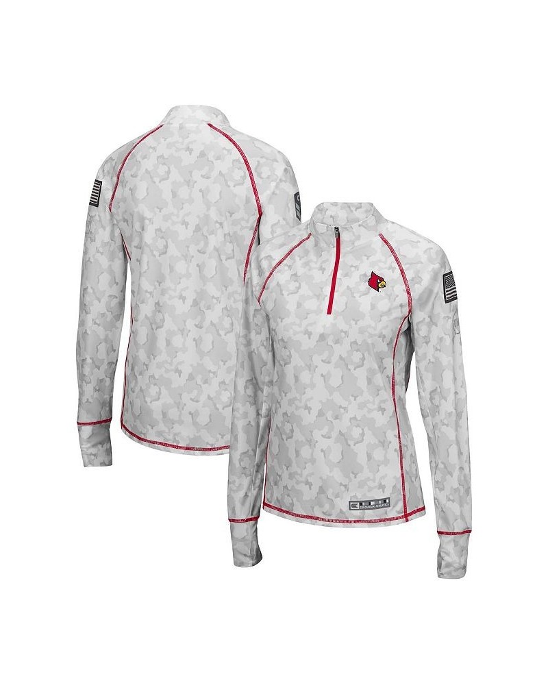 Women's White Louisville Cardinals OHT Military-Inspired Appreciation Officer Arctic Camo 1/4-Zip Jacket White $30.79 Jackets