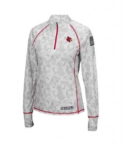 Women's White Louisville Cardinals OHT Military-Inspired Appreciation Officer Arctic Camo 1/4-Zip Jacket White $30.79 Jackets