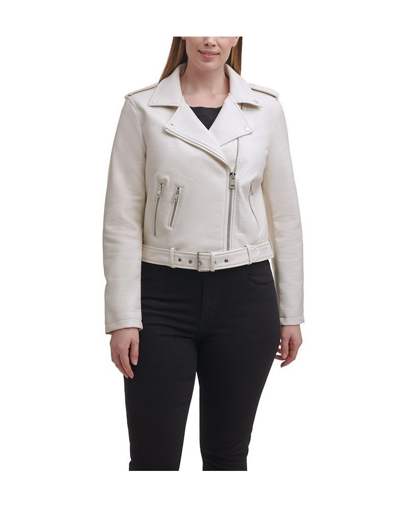 Plus Size Faux Leather Belted Motorcycle Jacket Biscotti $47.00 Jackets