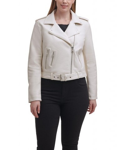 Plus Size Faux Leather Belted Motorcycle Jacket Biscotti $47.00 Jackets