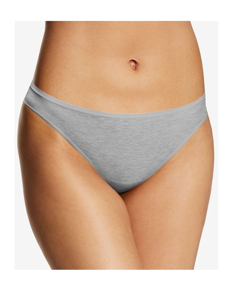 Women's Cotton Comfort Thong Underwear DMCOBK Heather Grey /Cash Sky $8.75 Panty