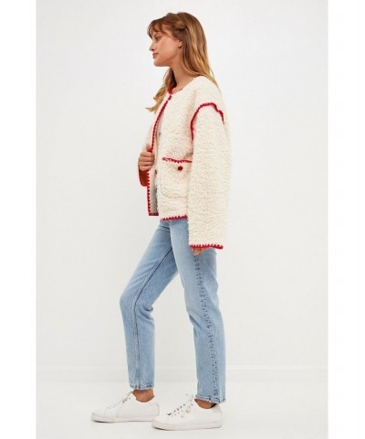 Women's Faux Shearling Jacket Ivory $75.90 Jackets