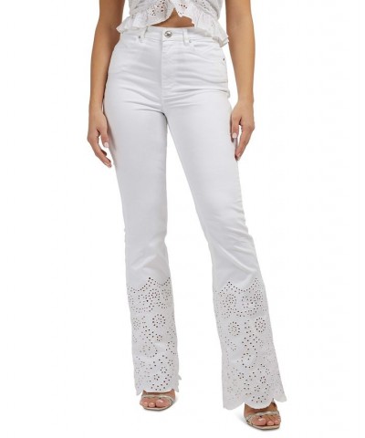 Women's Pop 70s Embroidered Bootcut Jeans Pure White $52.08 Jeans