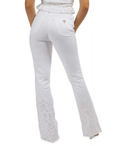 Women's Pop 70s Embroidered Bootcut Jeans Pure White $52.08 Jeans