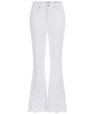 Women's Pop 70s Embroidered Bootcut Jeans Pure White $52.08 Jeans