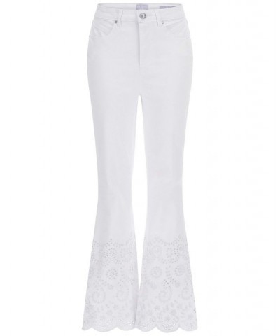 Women's Pop 70s Embroidered Bootcut Jeans Pure White $52.08 Jeans