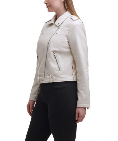 Plus Size Faux Leather Belted Motorcycle Jacket Biscotti $47.00 Jackets