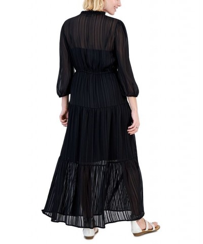 Petite Tiered Maxi Dress Black Shadow Stripe $17.65 Dresses