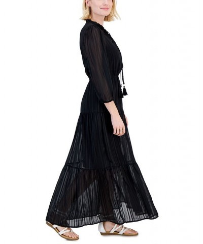 Petite Tiered Maxi Dress Black Shadow Stripe $17.65 Dresses