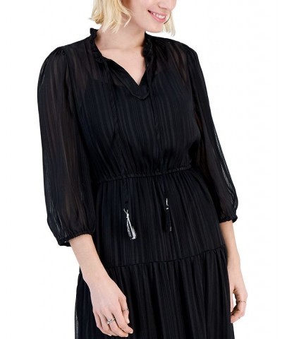 Petite Tiered Maxi Dress Black Shadow Stripe $17.65 Dresses