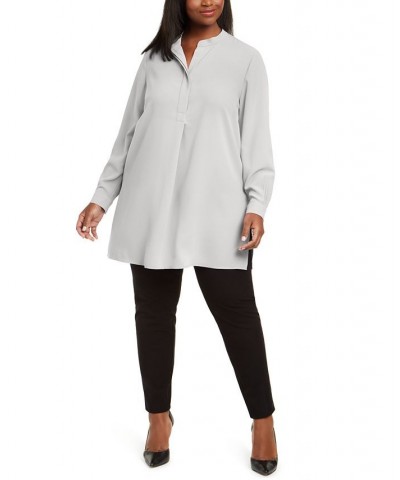 Plus Size Longer Length Nehru Tunic Anne White $35.70 Tops