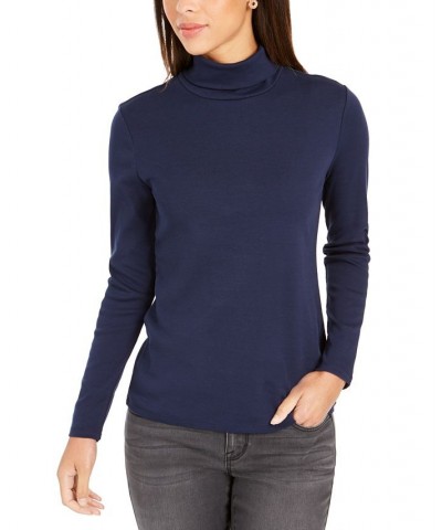 Women's Pima Turtleneck Top Blue $14.24 Tops