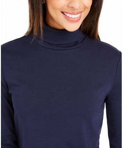 Women's Pima Turtleneck Top Blue $14.24 Tops