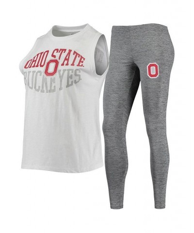 Women's Charcoal White Ohio State Buckeyes Tank Top and Leggings Sleep Set Charcoal, White $33.14 Pajama