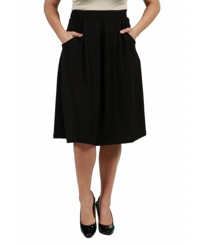 Women's Plus Size Classic Knee Length Skirt Black $27.88 Skirts