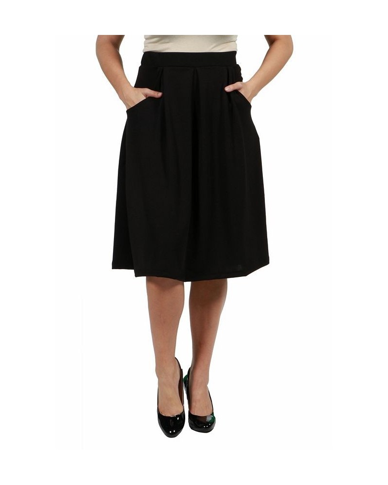 Women's Plus Size Classic Knee Length Skirt Black $27.88 Skirts