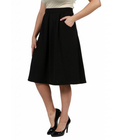 Women's Plus Size Classic Knee Length Skirt Black $27.88 Skirts