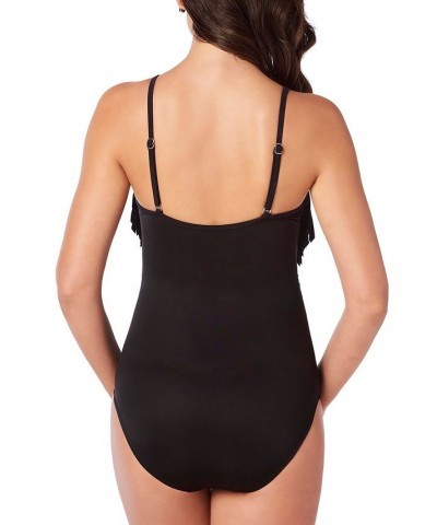 Blaire Fringed Underwire One-Piece Swimsuit Black $51.60 Swimsuits