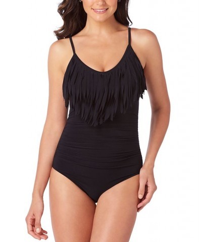 Blaire Fringed Underwire One-Piece Swimsuit Black $51.60 Swimsuits