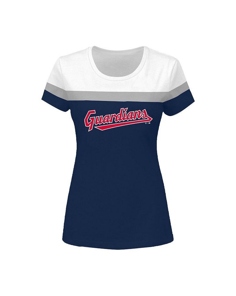 Women's White Navy Cleveland Guardians Plus Size Colorblock T-shirt White, Navy $28.31 Tops