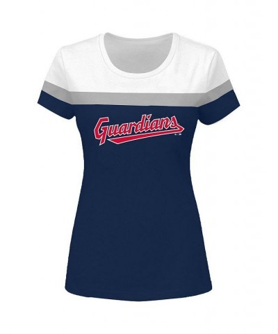 Women's White Navy Cleveland Guardians Plus Size Colorblock T-shirt White, Navy $28.31 Tops