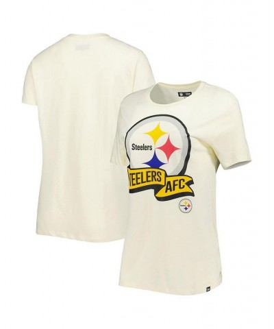 Women's Cream Pittsburgh Steelers Chrome Sideline T-shirt Cream $20.39 Tops