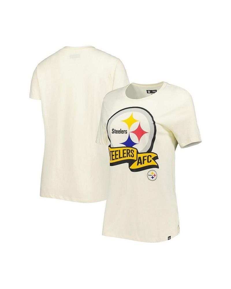 Women's Cream Pittsburgh Steelers Chrome Sideline T-shirt Cream $20.39 Tops