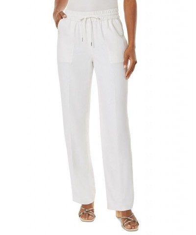 Women's Mid Rise Linen Drawstring-Waist Pants Nyc White $41.17 Pants