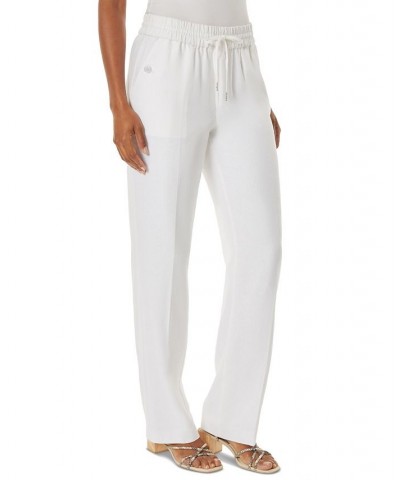 Women's Mid Rise Linen Drawstring-Waist Pants Nyc White $41.17 Pants