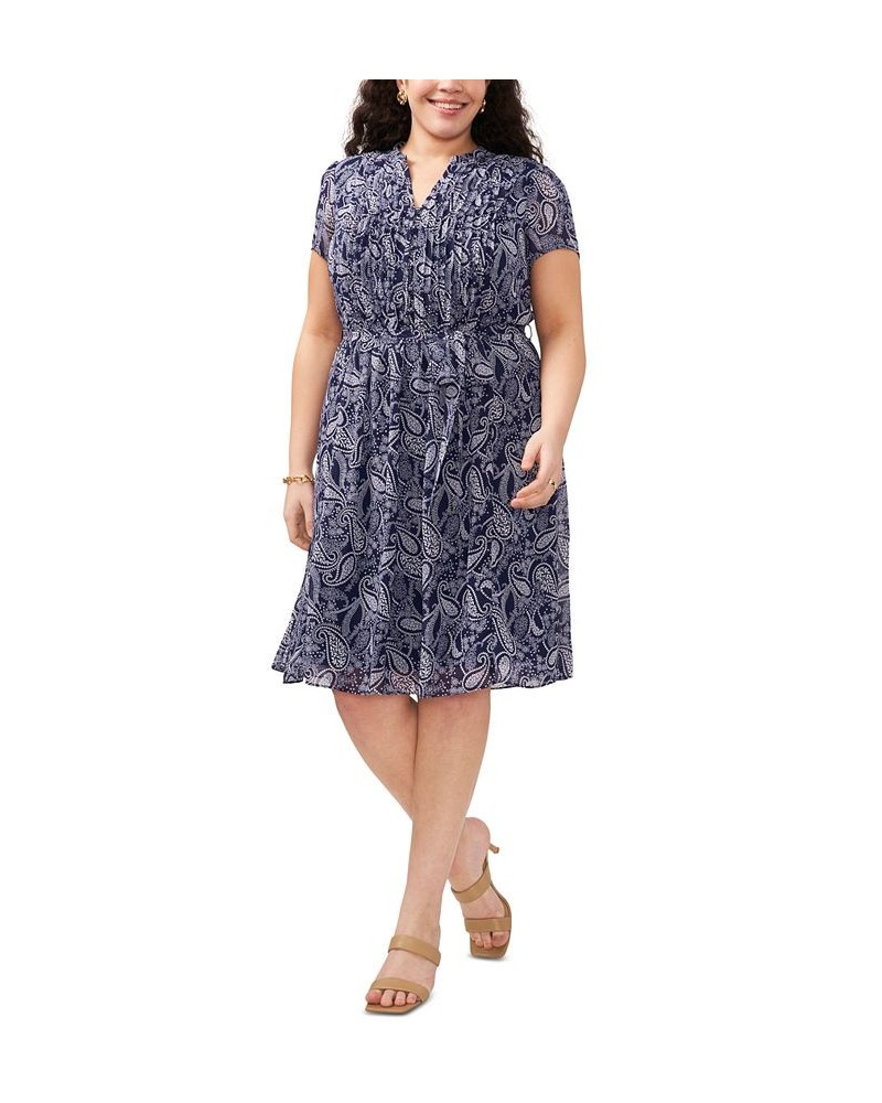 Plus Size Paisley-Print Fit & Flare Shirtdress Navy/White $48.95 Dresses