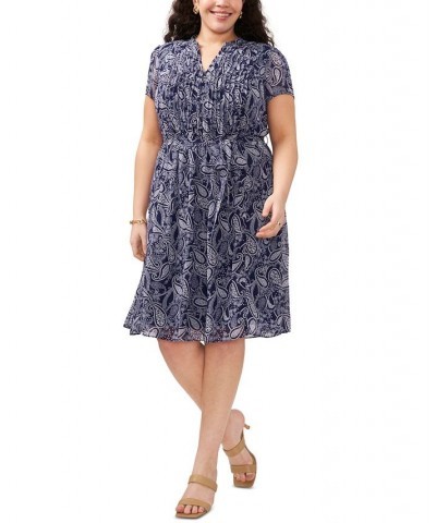 Plus Size Paisley-Print Fit & Flare Shirtdress Navy/White $48.95 Dresses