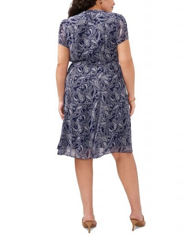 Plus Size Paisley-Print Fit & Flare Shirtdress Navy/White $48.95 Dresses