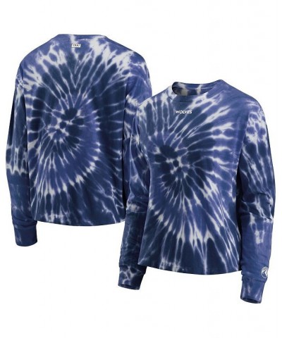 Women's Navy Minnesota Timberwolves Tie-Dye Long Sleeve T-shirt Navy $22.88 Tops