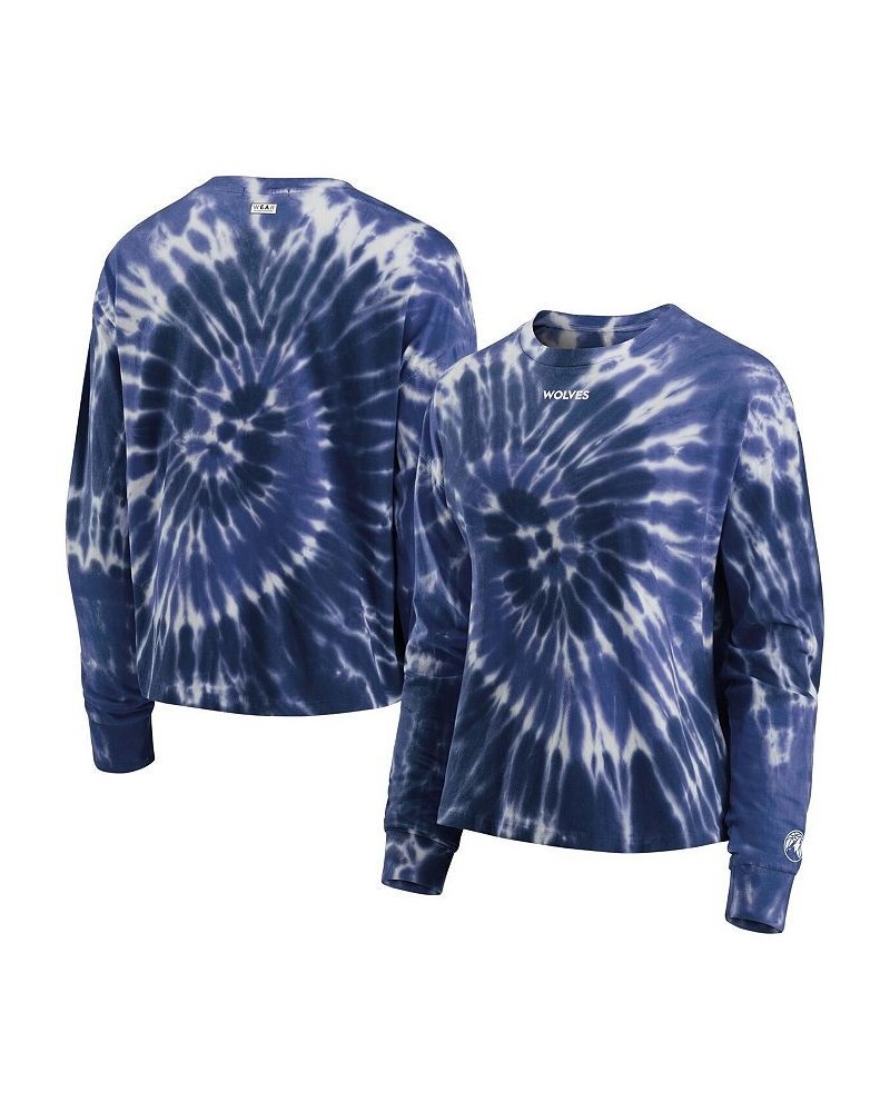 Women's Navy Minnesota Timberwolves Tie-Dye Long Sleeve T-shirt Navy $22.88 Tops