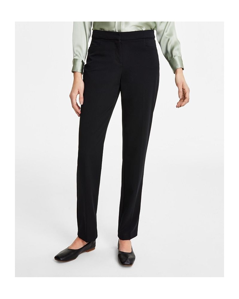 Women's Satin Utility Blouse & Straight-Leg Pants Deep Black $25.96 Pants