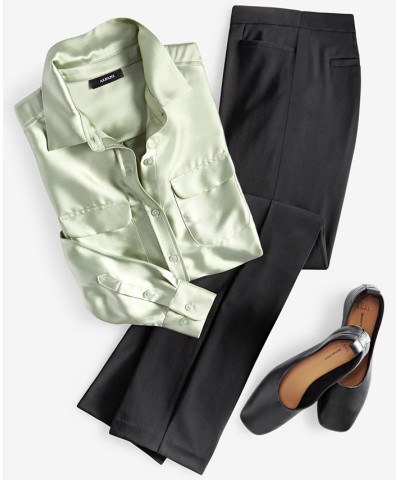 Women's Satin Utility Blouse & Straight-Leg Pants Deep Black $25.96 Pants