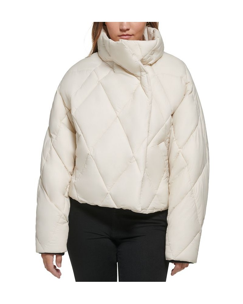 Women's Zip-Front Puff Jacket White $38.14 Jackets