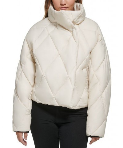 Women's Zip-Front Puff Jacket White $38.14 Jackets